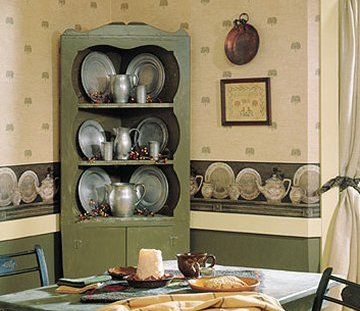 ENDRES TEAPOTS WOODSHELF China Rustic WALLPAPER Border  