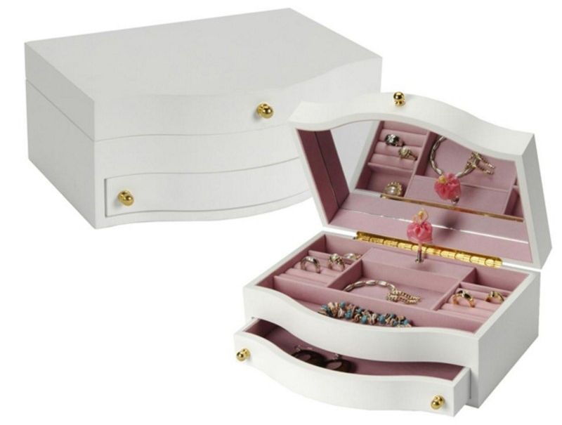 GIRLS WOODEN MUSICAL JEWELRY BOX CHILDRENS BALLERINA CASE RING 