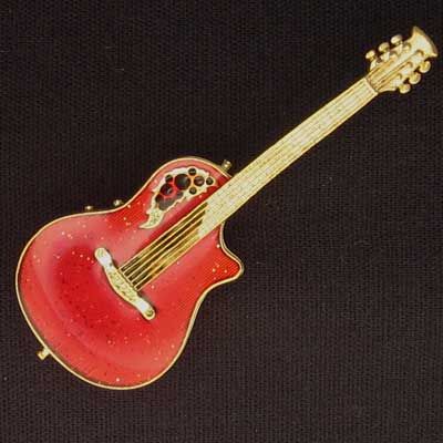 Hi Detail Mini Ovation Elite Guitar Pin Tie Tack Red  