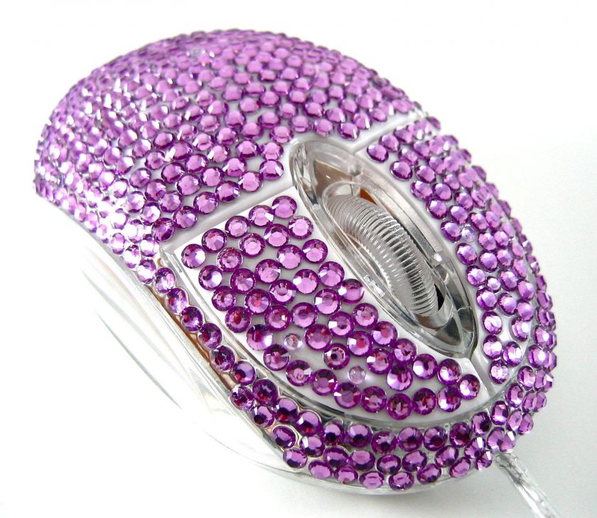 Purple Crystal Rhinestone USB Optical Computer Mouse  