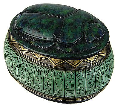 EGYPTIAN SCARAB JEWELRY TRINKET KEEPSAKE BOX.ANCIENT EGYPT FIGURINE 