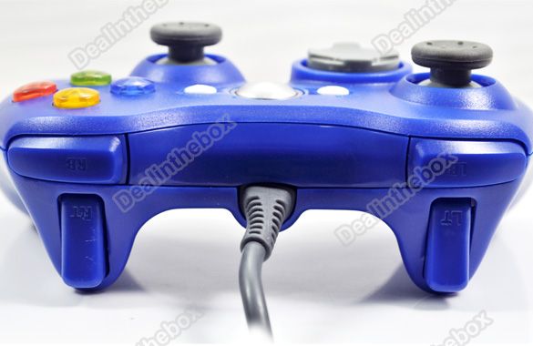 Blue USB Wired Game Joypad Controller For Xbox 360  