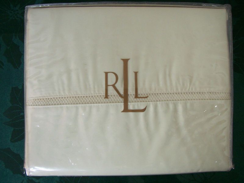 New Ralph Lauren Regent Sateen Queen Flat Sheet   Latte  