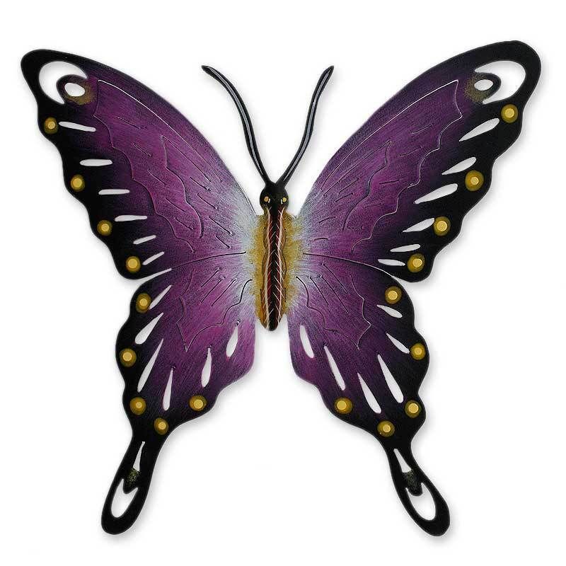 Lavender Butterfly Steel Art Wall Sculpture Handmade Sculpture 