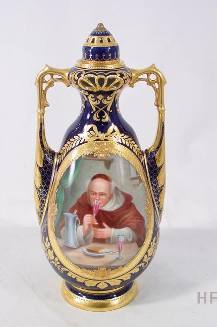 c1900 ORNATE ROYAL VIENNA GILT PAINTED PORCELAIN COBALT VASE  