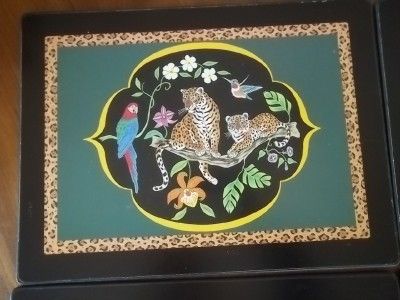   Rare LYNN CHASE Jaguar Jungle Lady Clare Place Mats 1991  