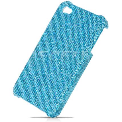 TURQUOISE GLITTER BACK HARD CASE COVER FOR iPHONE 4 4G  