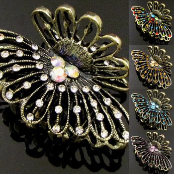   SHIPPING 1pc rhinestone crystal Antiqued flower hair claw clip  