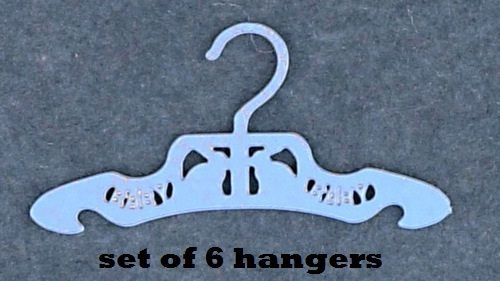 dollhouse miniature SET OF 6 BLUE DOLL HANGERS CLOTHING  