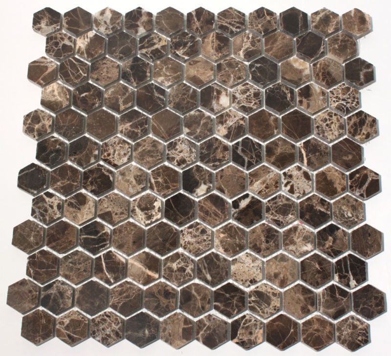 Kitchen Bathroom Dark Emperador Hexagon Mosaic Marble Tile