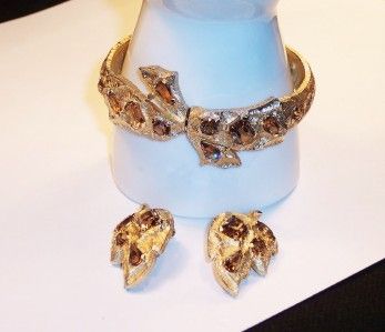 KRAMER Open Back Topaz RS Hinged Bangle & Earring Set  