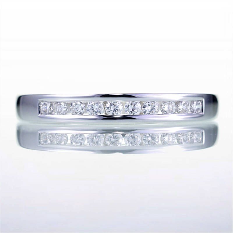 18K WHITE GOLD CHANNEL SET DIAMOND WEDDING BAND 3MM  