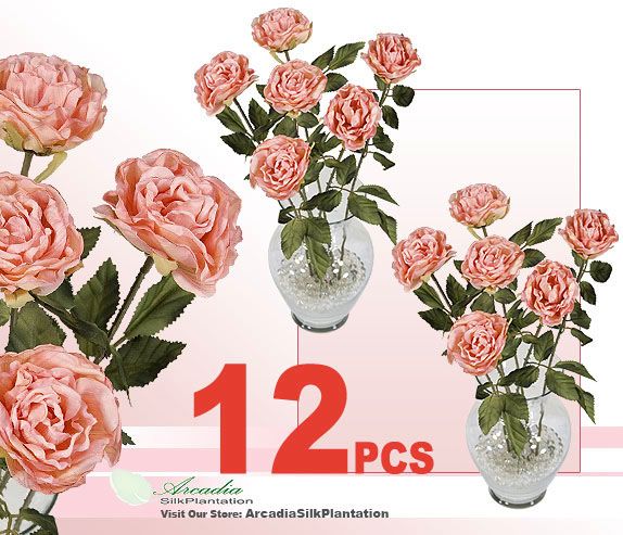 12 pcs 23 Rose Silk Flowers Artificial Plants FXR128P  