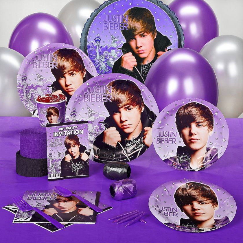 JUSTIN BIEBER POP STAR BIRTHDAY KIT PARTY PACK SUPPLIES  