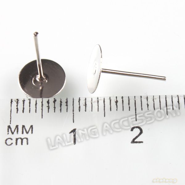 600x Rhodium Plated Charm Ear Stud Findings 8mm 160385  