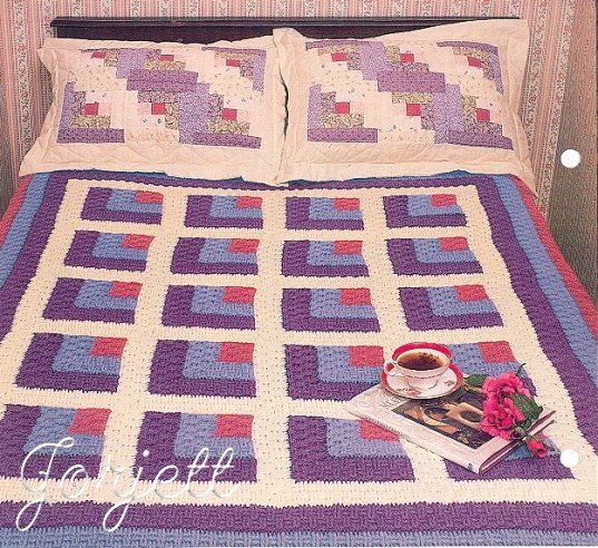 Basketweave Log Cabin Quilt Afghan, Annies pattern  