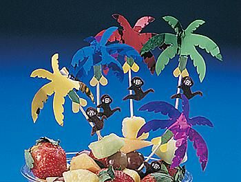   MONKEY & PALM Tree PICKS 6 Dozen Tropical Luau NIP 780984253509  