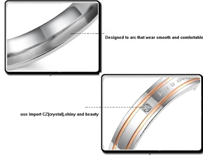   Titanium Steel Love Promise Rings Couple Wedding Bands Many Size Gifts