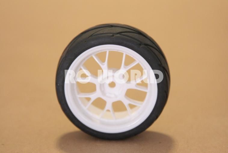 RC 1/10 CAR TIRES WHEELS RIMS PACKAGE SEMI SLICK KYOSHO TAMIYA HPI 