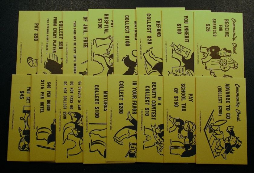 Franklin Mint Monopoly   Community Chest Cards (Type 1)  