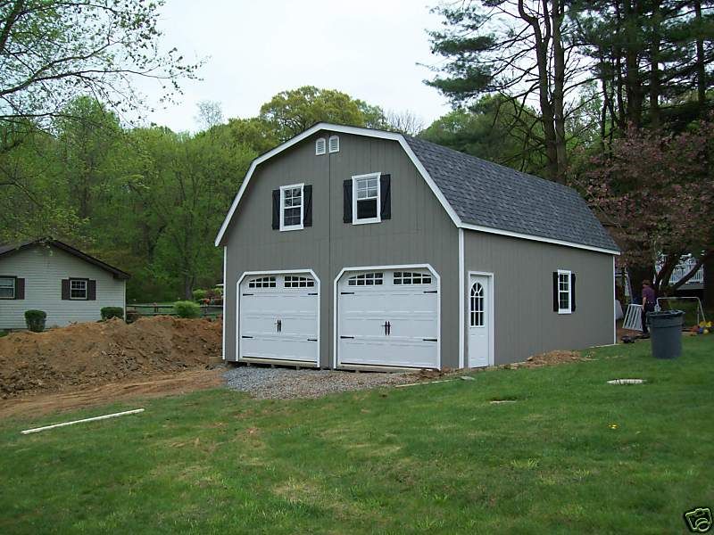 AMISH 24x24 DOUBLE WIDE GARAGE GAMBREL ROOF STRUCTURE  