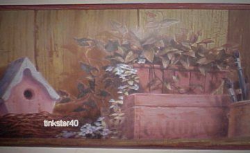  our auctions Up for bid we have this rustic Garden shelf wallpaper 