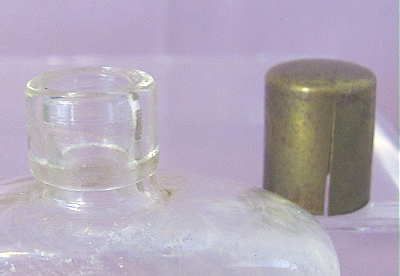   Glass CELLO Figural Powder Shaker Jar & Ribbed Perfume BOTTLE  