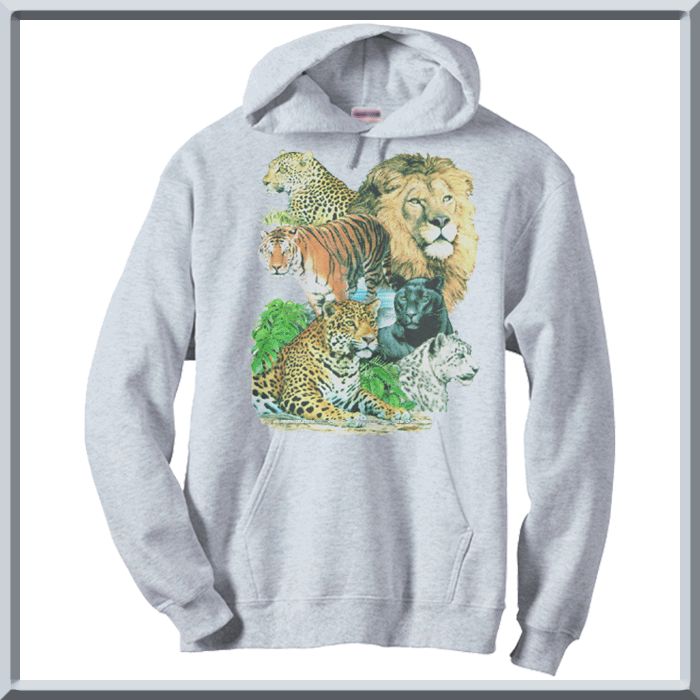 Lion Tiger Cheetah Panther CATS SWEATSHIRT S 2X,3X,4X  