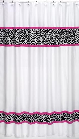   DESIGNS PINK BLACK ZEBRA PRINT GIRLS TEEN KIDS FABRIC SHOWER CURTAIN