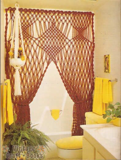 Macrame Moods Patterns Shower Curtain Plant Hangers  