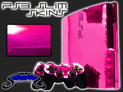 PINK CHROME Skin for PS3 Slim PLAYSTATION 3 system mod  