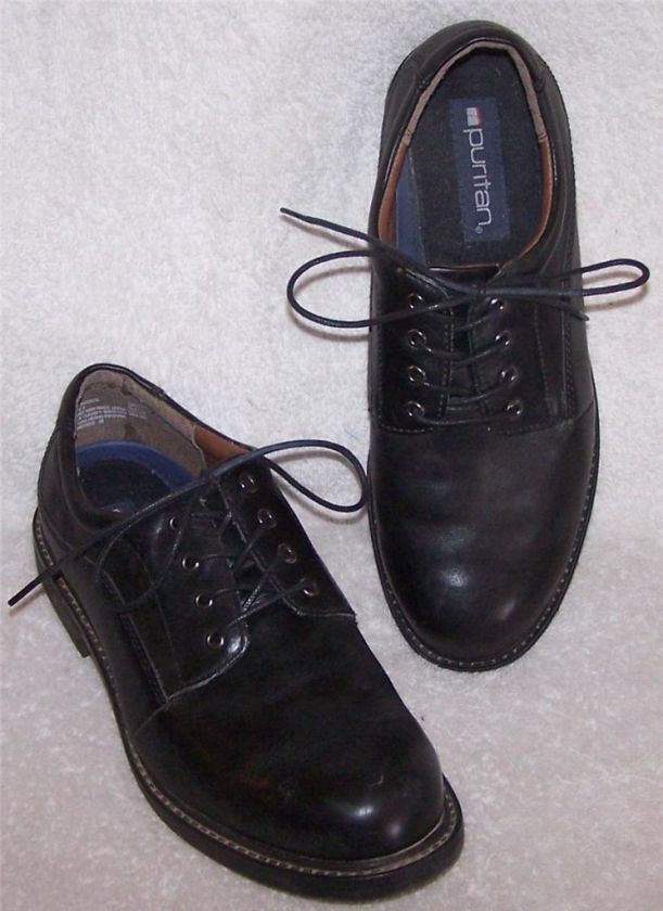 10.5/43.5 WIDE Puritan BLACK PATENT LEATHER OXFORDS LACE Dress Shoe 