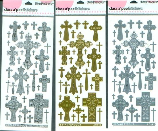 STAMPENDOUS CLASS A PEELS CROSS STICKERS   RELIGIOUS  