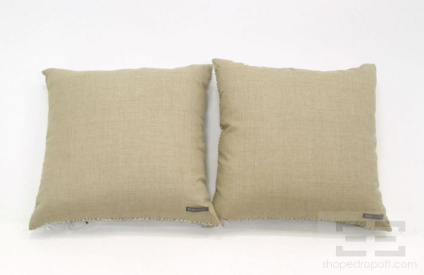 Ryan Studio Two Piece Taupe & Cream Diamond Woven Pillow Set NEW 