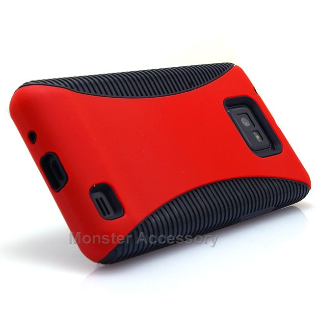 Red Dual Shield Hard Case Gel Cover Samsung Galaxy S2 i9100  