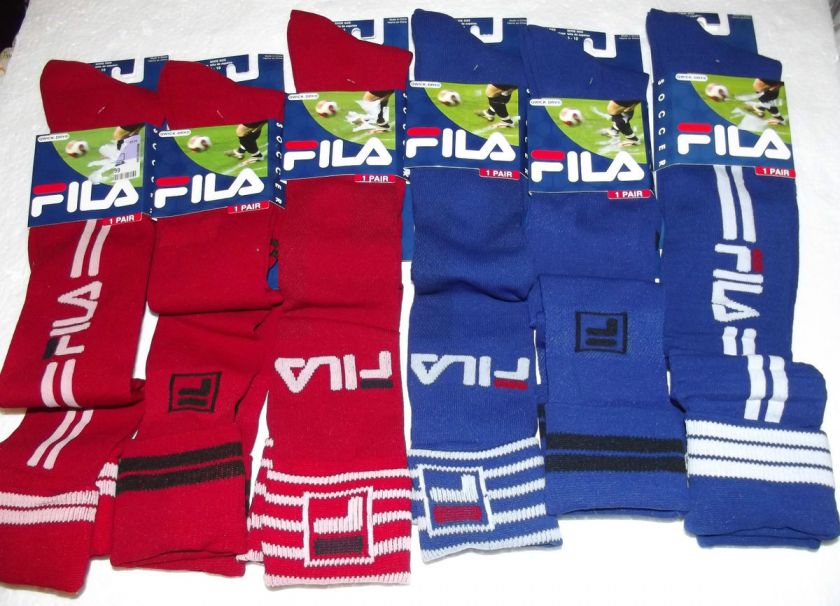 SOCCER SOCKS FILA MEN WOMEN YOUTH SIZES NWT WHITE ROYAL BLACK NAVY RED 