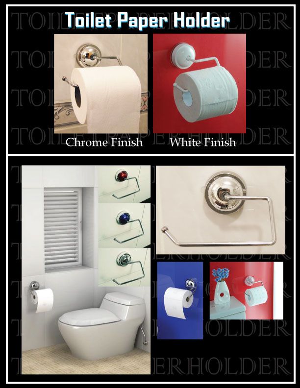 NEW Suction Chrome Toilet Paper Holder  