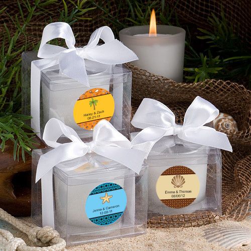 60   Personalized Beach Themed Wedding Candle Favors  